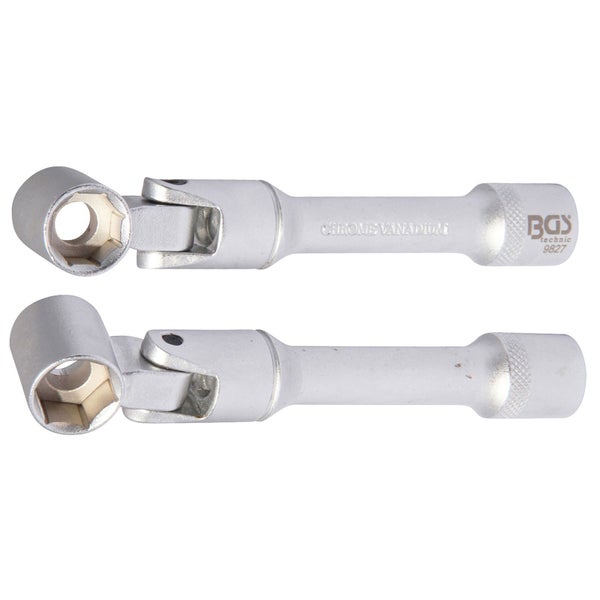 Zwei Chrom-Vanadium-Gelenk-Zündkerzensteckschlüssel der Marke BGS technic