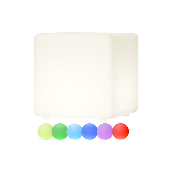 Weiße Würfel-Leuchte mit Farbwechselfunktion