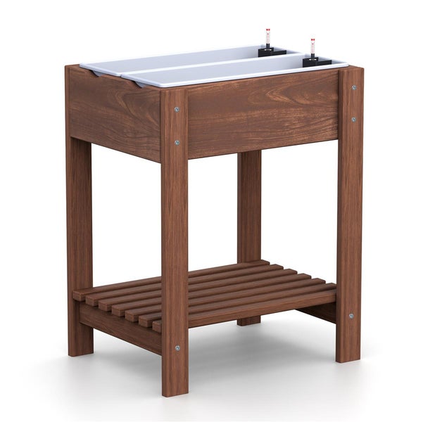 Hochbeet aus Holz mit Ablagefläche