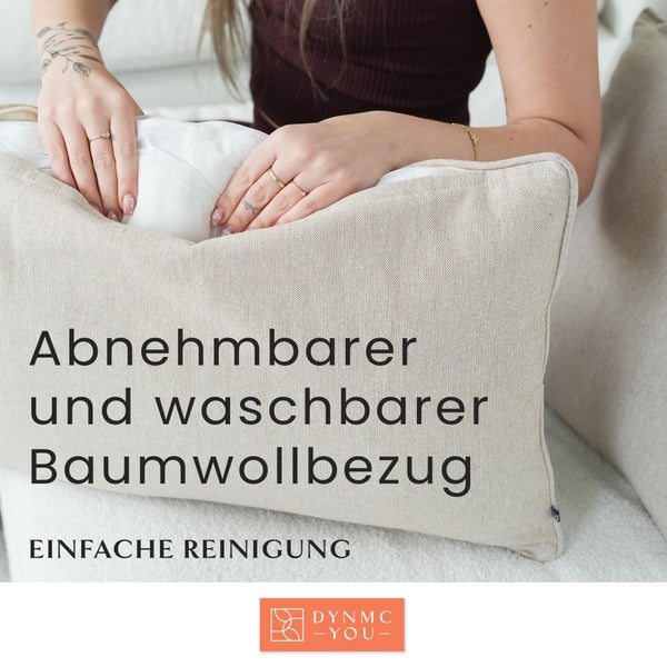 DYNMC you Modernes Sofakissen Set 40x60 mit weichem Oeko-TEX-Baumwoll-Bezug - Bequeme Dekokissen mit mittelharter Füllung - Perfekt als dekoratives Rückenkissen - Premium Couchkissen groß Beige