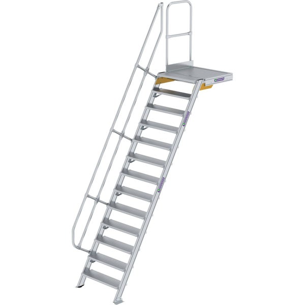 Günzburger Steigtechnik Treppe mit Plattform 60° Stufenbreite 800 mm 13 Stufen Aluminium geriffelt - 600393