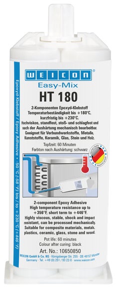 WEICON Easy-Mix HT 180 | Epoxid-Klebstoff hochtemperaturbeständig bis 180°C | 50 ml | schwarz