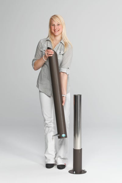 PROREGAL Robuster Standascher Mit Schloss Und Inneneinsatz 4,2 Liter HxBxT 100 x 20 x 20 cm Edelstahl Braun