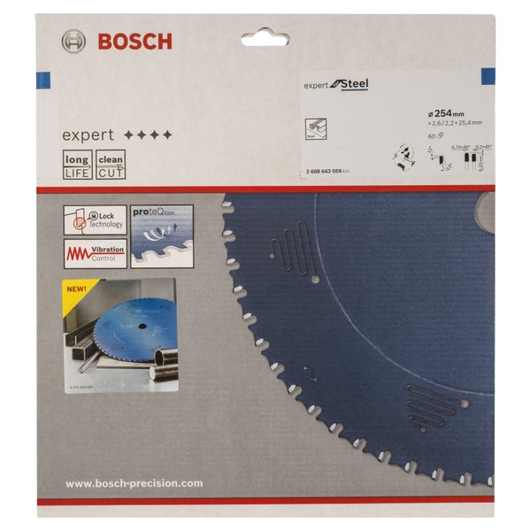 Bosch Kreissägeblatt Expert for Steel für Kapp- und Gehrungssägen 254 x 25,4 x 2,6 mm 60 - 2608643059