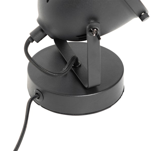 Detailansicht einer schwarzen Innenleuchte mit Kabel