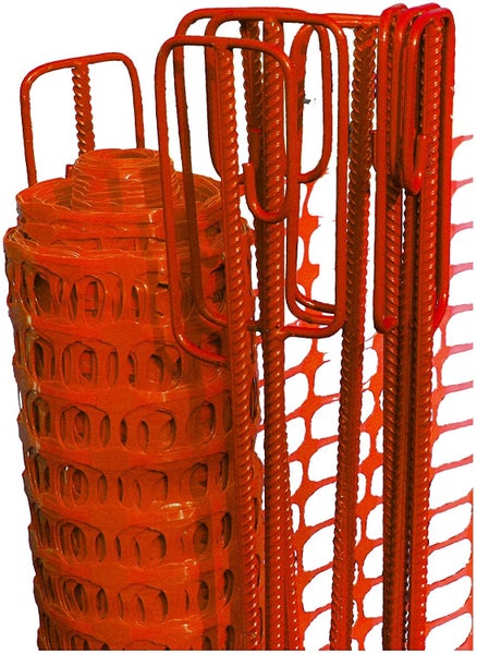 Fangzaun Set Orange 50m 4 kg +14 Absperrleinenhalter Absperrzaun