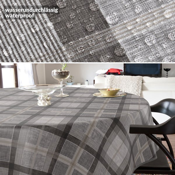Tischdecke mit wasserabweisender Oberfläche und Karomuster