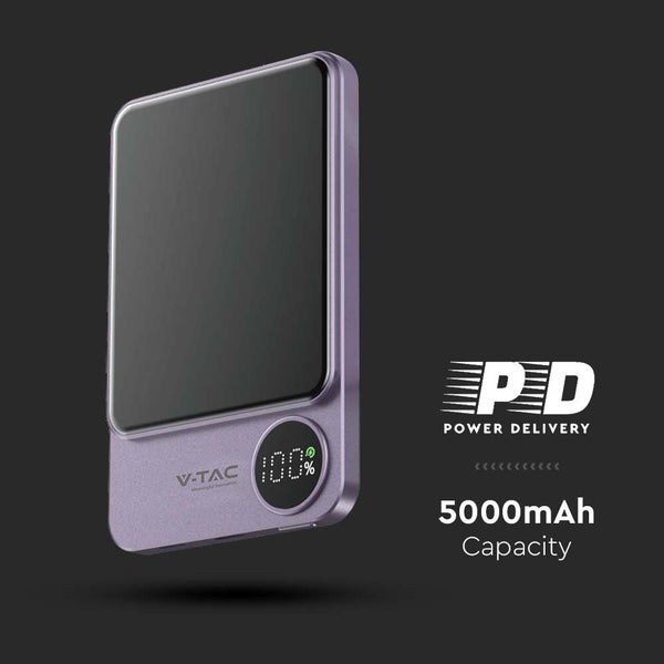 Magnetische kabellose Powerbank - 5000mAh - Lila