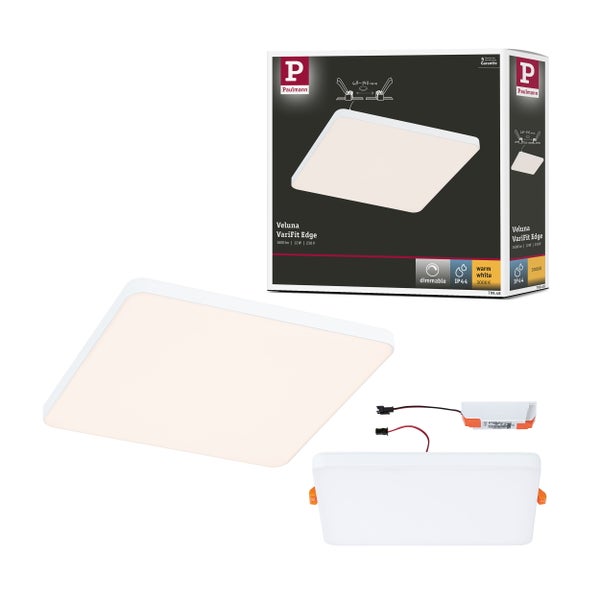VariFit LED Einbaupanel Veluna Edge IP44 eckig 160x160mm 12W 1100lm 3000K Weiß dimmbar