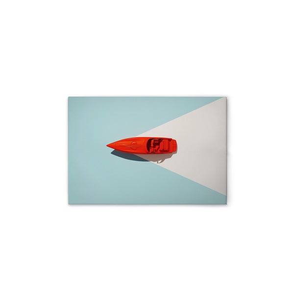 Illustration eines roten Motorboots auf Leinwand