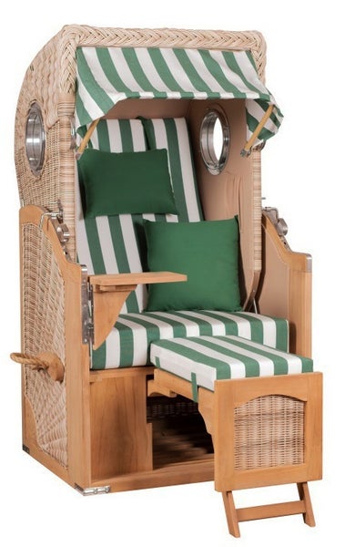Strandkorb Rantum Single Bullauge Teak PE shell Dessin 561