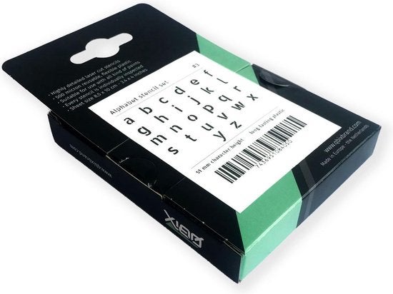 QBIX Buchstabenschablonen Set - 10 x 8,5cm - Komplettes Alphabet - Buchstaben sind 5cm hoch