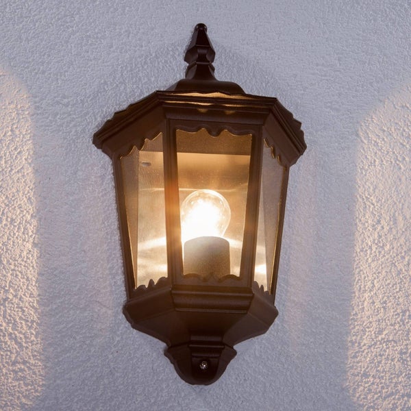 Lindby Wandleuchte außen Lieva (spritzwassergeschützt (Retro, Vintage Antik) in Schwarz aus Aluminium (1 flammig E27) - Außenwandleuchten Wandlampe Led Außenlampe Outdoor für