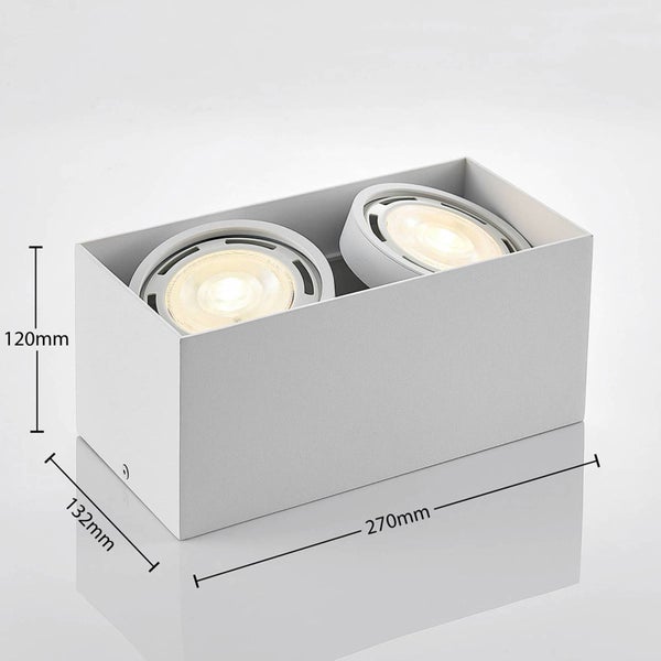 Doppelstrahler Deckenleuchte mit den Maßen 270 mm Länge, 132 mm Breite und 120 mm Höhe