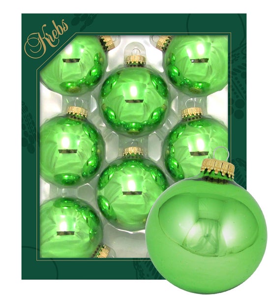 Jadegrün 7cm Glaskugeln uni, 8 Stck., Weihnachtsbaumkugeln, Christbaumschmuck, Weihnachtsbaumanhänger