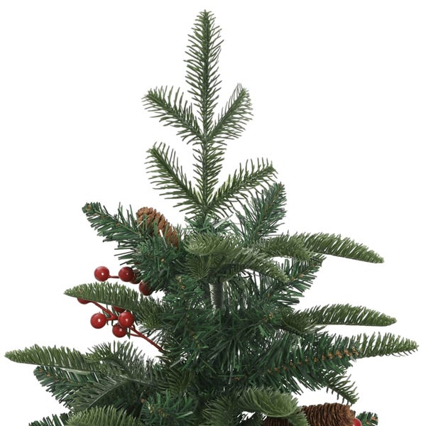 Künstlicher Weihnachtsbaum mit Tannenzapfen und Beeren auf Metallständer
