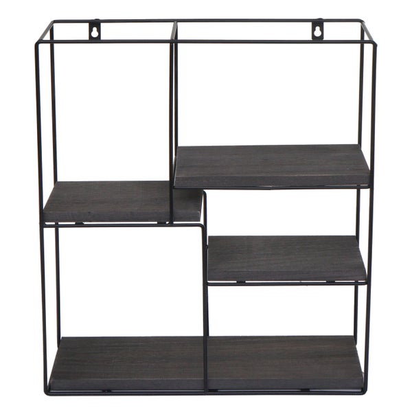 Wandregal mit drei Ablageflächen und Metallrahmen
