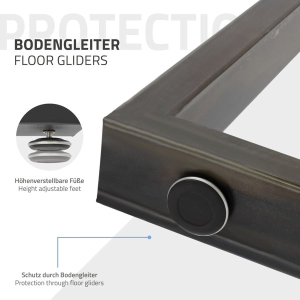 ECD Germany 2er Set Tischbeine 30x43 cm, Dunkelgrau, Stahl pulverbeschichtet, Industriestil, Vierkantprofil, Metall Tischkufen, Tischuntergestell Tischgestell Möbelfüße Bankkufen Bankgestell Bankbeine