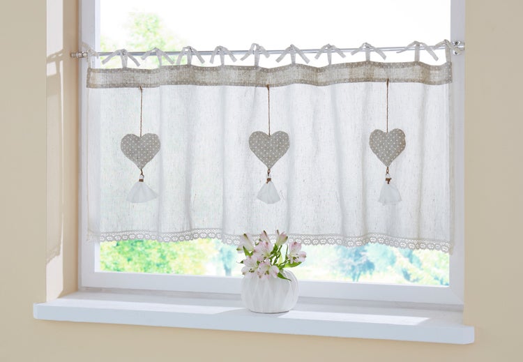 FRANK FLECHTWAREN | Fenstervorhang Herzhänger, POLYESTER, 140 x 45 cm
