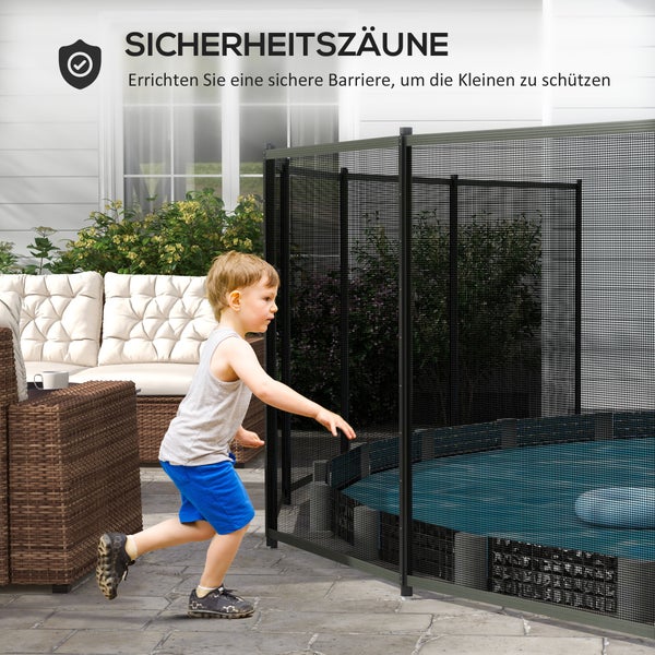 Outsunny Teichzaun, 4er Set Dekorative Gartenzaun mit Fuß Steckzaun für Terrasse, Balkon, Mesh, 365 x 126 cm, Aluminium, Netzstoff, Schwarz