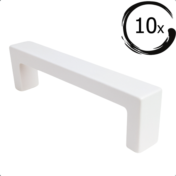 Zehn weiße Möbelgriffe