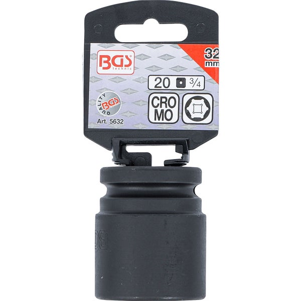 BGS Kraft-Steckschlüssel-Einsatz Sechskant Antrieb Innenvierkant 20 mm (3/4) SW 32 mm - 5632