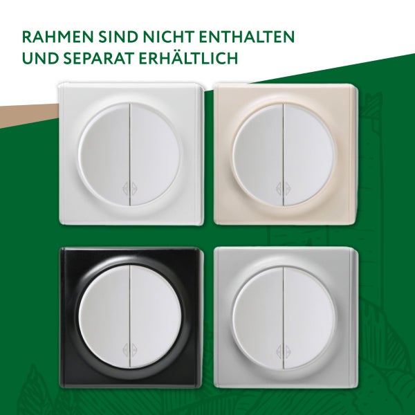 Vier verschiedene Jalousiesteuerungen als Wipptaster, Rahmen separat erhältlich.
