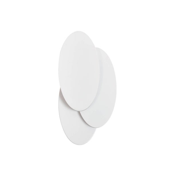 Wandleuchte mit drei überlappenden ovalen Paneelen in Weiß.