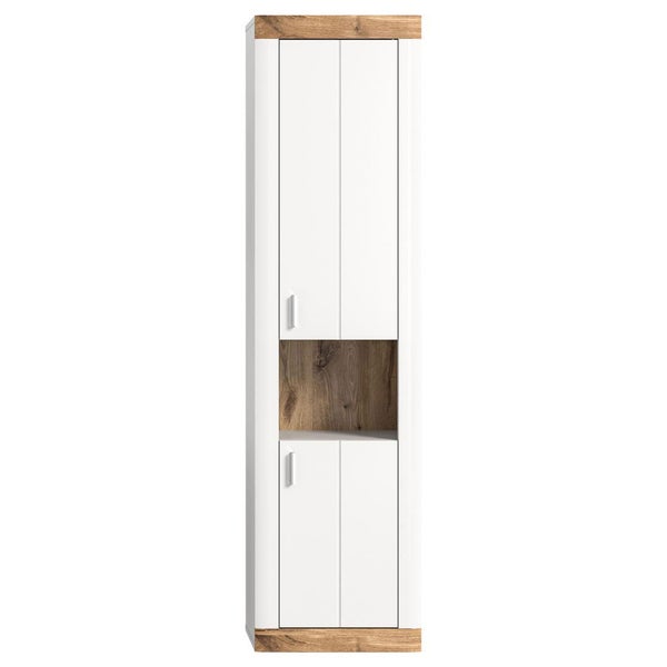 Laredo Hochschrank Bad wandhängend 2 Türen, 1 Ablage  matt weiß,Eiche dekor,weiß. 45 X 30 X 172 cm