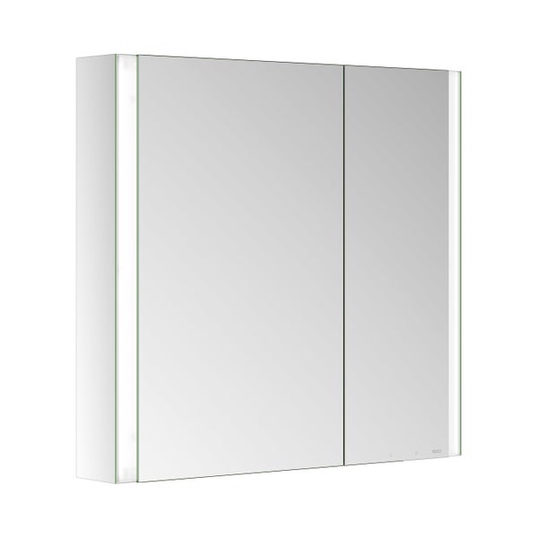 KEUCO Royal Mia Aufputz-LED-Spiegelschrank 80cm, 2 Türen, Spiegelheizung, asymmetrisch, Seiten verspiegelt