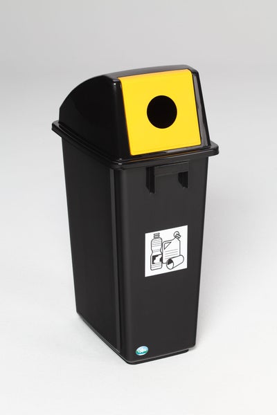 PROREGAL Robuster Wertstoffsammler Mit Kopfteil 58 Liter HxBxT 60 x 32,5 x 47,5 cm Kunststoff Schwarz Gelb