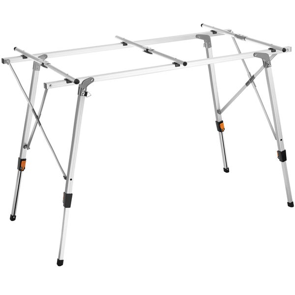 Klappbares Untergestell aus Aluminium für Arbeitstische, höhenverstellbar mit Teleskopbeinen.