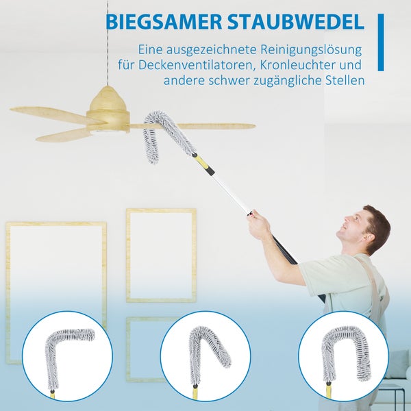 HOMCOM Staubwedel-Set, 4L x 4B x 180H cm, Aluminium-Legierung, Gelb