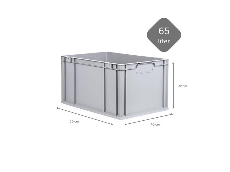 PROREGAL Eurobox Nextgen Economy Griffe Geschlossen HxBxT 32 x 40 x 60 cm 65 Liter Eurobehälter Transportbox Transportbehälter Stapelbehälter