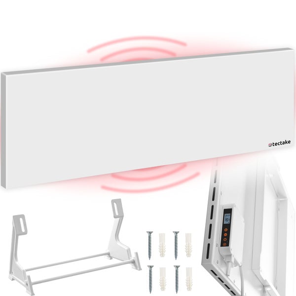 Infrarotheizung tectake  einfache Wand- oder Deckenmontage, inklusive Ständer rahmenlos mit Thermostat weiß