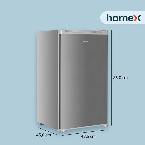 homeX Gefrierschrank Tiefkühlschrank klein 60L Nutzinhalt 4-Sterne Gefrieren Freezer kompakt freistehend silber