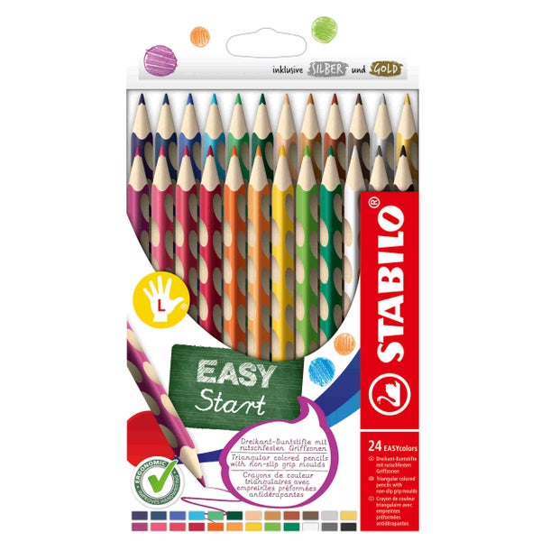 STABILO Buntstift Ergonomisch für Linkshänder, EASYcolors, 24er Set