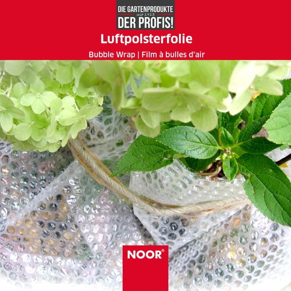 NOOR Luftpolsterfolie Rolle 0,5x3,0 m - Polsterfolie Noppenfolie Isolierfolie - recycelbare UV-beständige Kälteschutzfolie Frostschutzfolie für Kübelpflanzen - ideal für Versand, Verpackung, Umzug