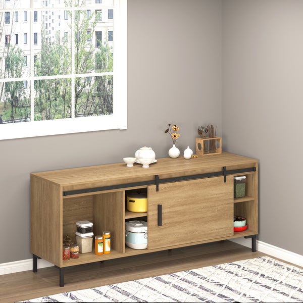 HOMCOM Schiebetürsystem Laufschiene Einzelschiebetür Schiebetürbeschlag für Holzschiebetür Zubehör Kohlenstoffstahl Schwarz 200 x 0,4 x 18 cm