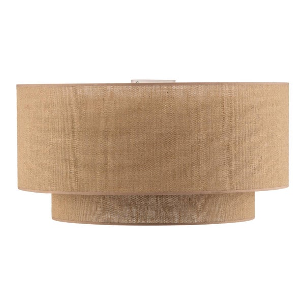Zweistufiger zylindrischer Lampenschirm aus Jutegewebe.