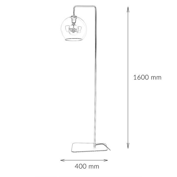 Abbildung einer Stehlampe mit den Maßen 1600 mm Höhe und 400 mm Breite