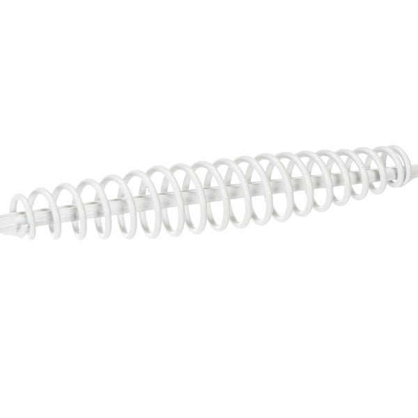 Weißer Spiralgriff aus Metall für Ofentüren oder Kaminzubehör.