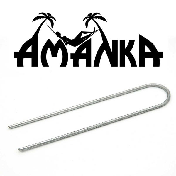 AMANKA 100 Stück Ø3,2mm Erdanker verzinkt 150x30mm Befestigungsanker Unkraut-Vlies Stahl Erdnägel Bodenanker U-Form rund