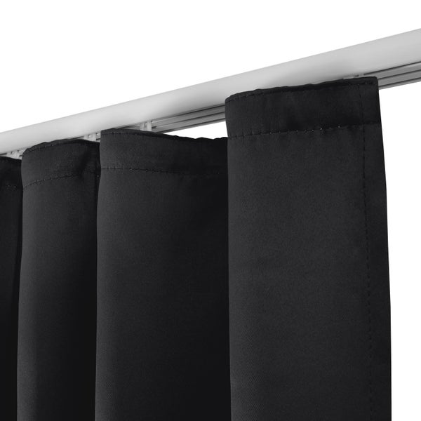 Beautissu Amelie BK Vorhang mit Kräuselband 140x245cm Schwarz (2tlg)