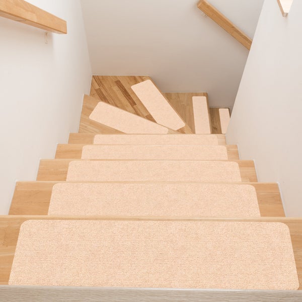 Stufenmatte Stufenschutz NEMESIS Treppenschutz Treppenmatte einfarbig selbsthaftend Creme 25x75cm