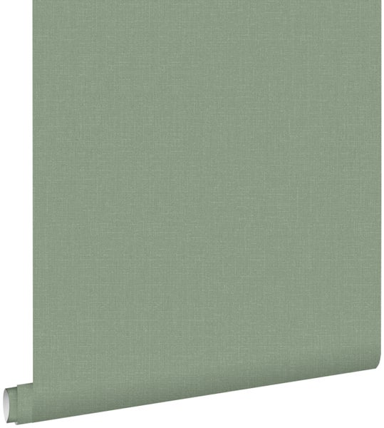 ESTAhome Tapete Leinen-Optik Jadegrün - 53 cm x 10.05 m - 148745