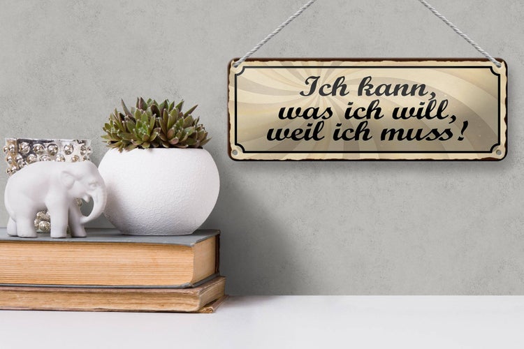 Blechschild Spruch 27x10cm ich kann was ich will weil muss Dekoration