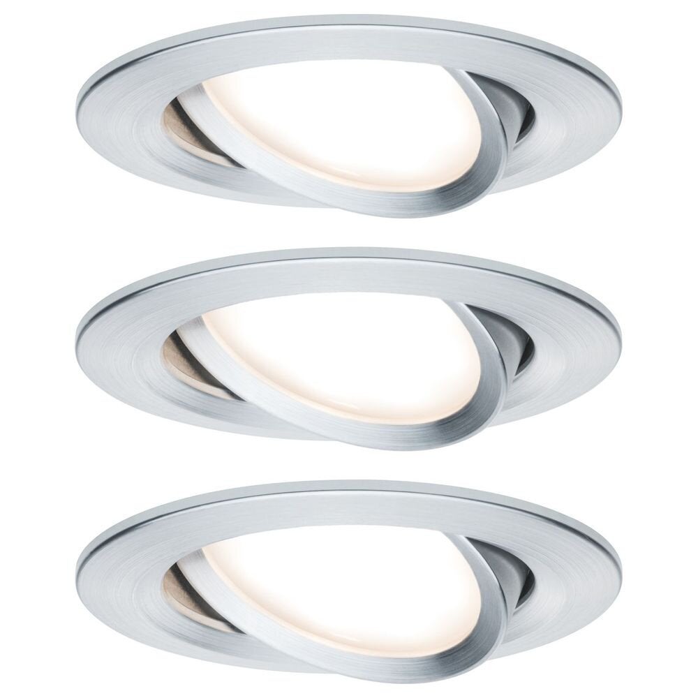 Premium LED Einbauspot Slim Coin, schwenkbar, dimmbar, alu gedreht, 3er Set