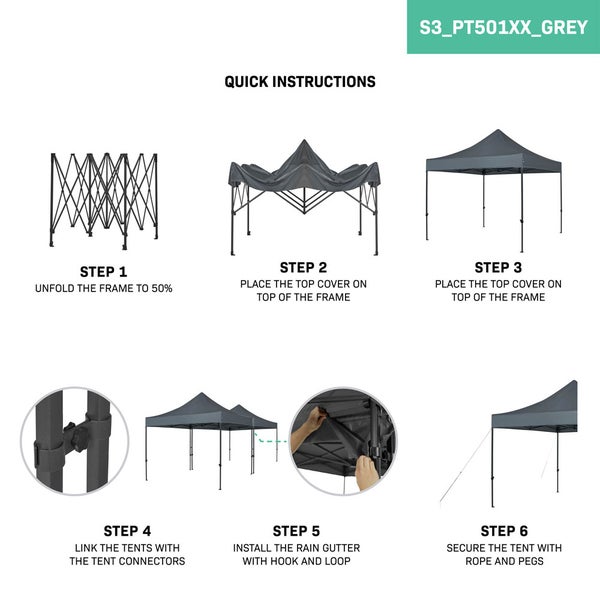 VONROC Pavillon 6x3m wasserdicht stabil - Partyzelt EasyUp System [3Min Aufbau] Popup Faltpavillon modular erweiterbar als Festival Zelt, Gartenpavillon