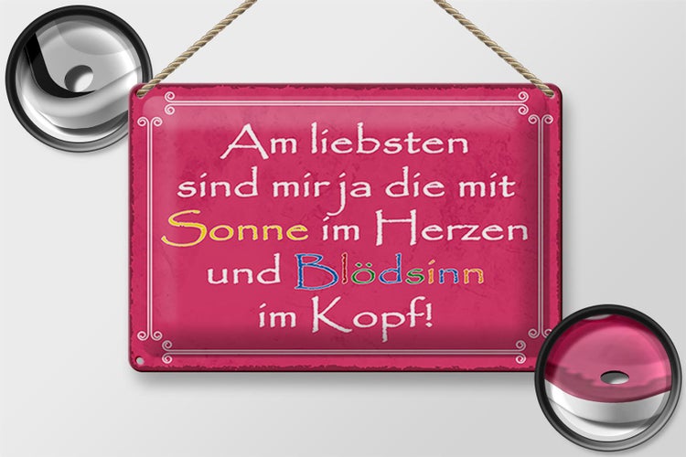 Blechschild Spruch 30x20cm am liebsten sind die mit Sonne
